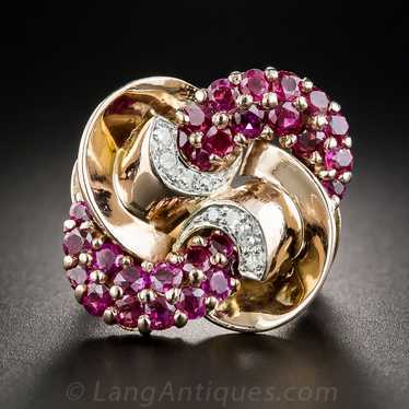 Large Retro Ruby and Diamond Ring