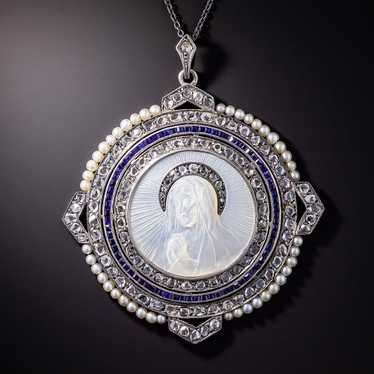 Edwardian Mother-of-Pearl Madonna Pendant - image 1