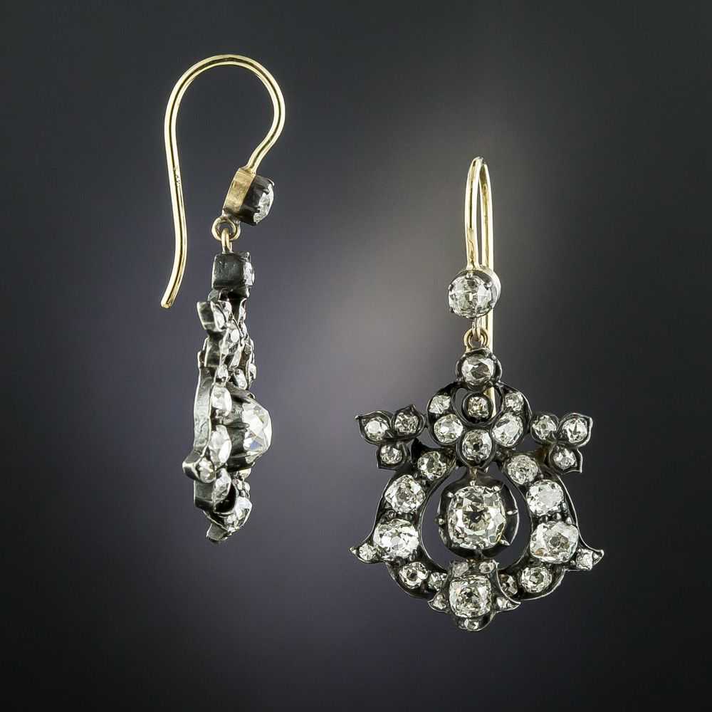 Victorian Diamond Dangle Earrings - image 1