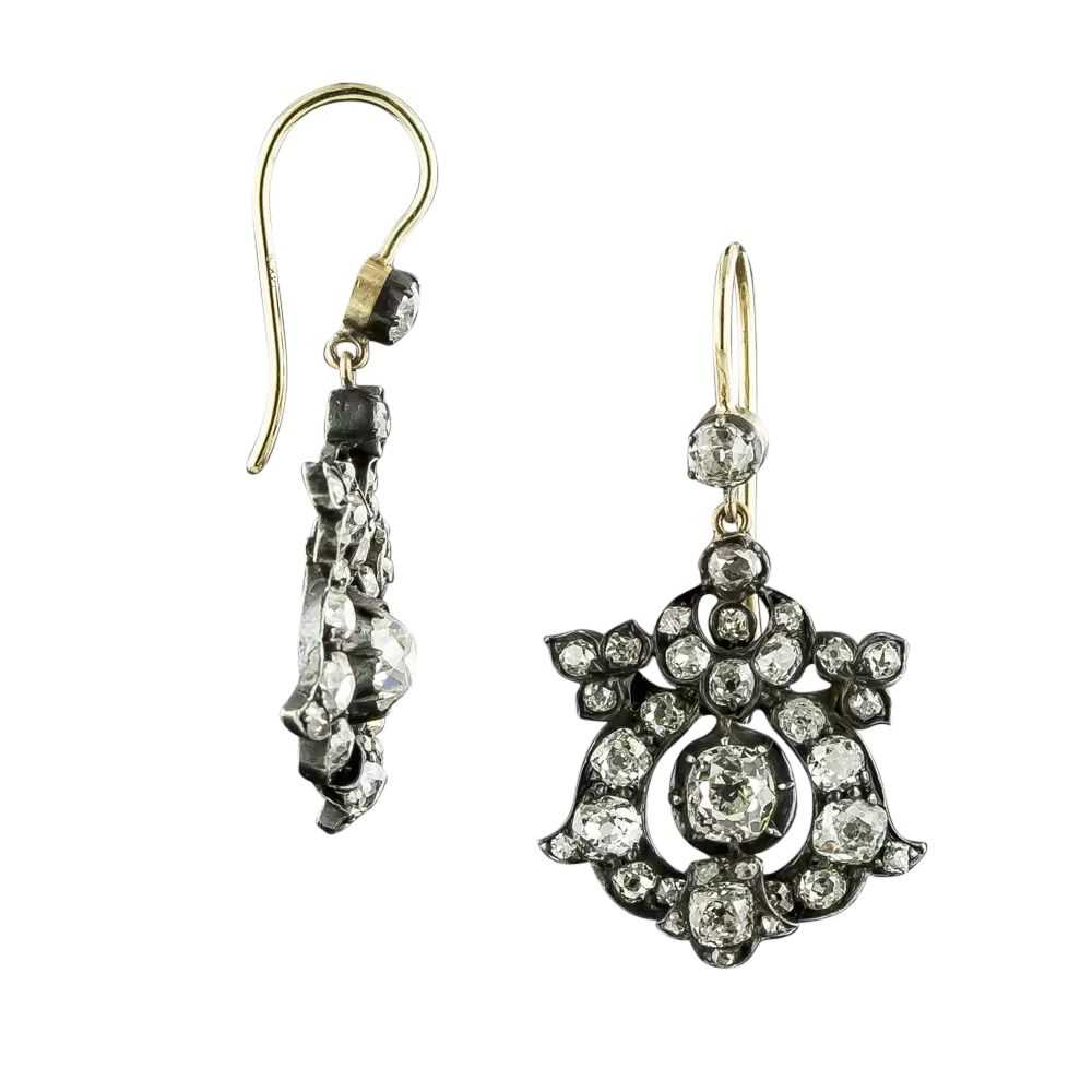 Victorian Diamond Dangle Earrings - image 2