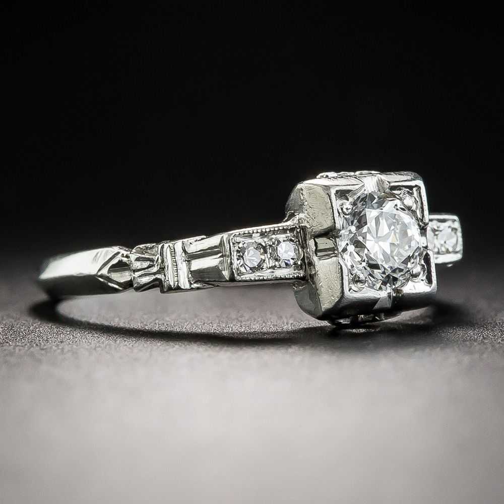 Art Deco .31 Carat Platinum Diamond Engagement Ri… - image 2