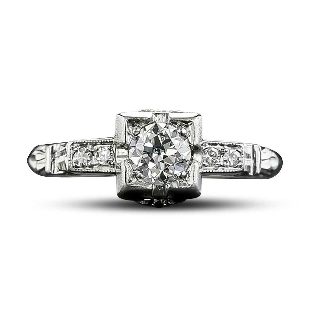 Art Deco .31 Carat Platinum Diamond Engagement Ri… - image 5