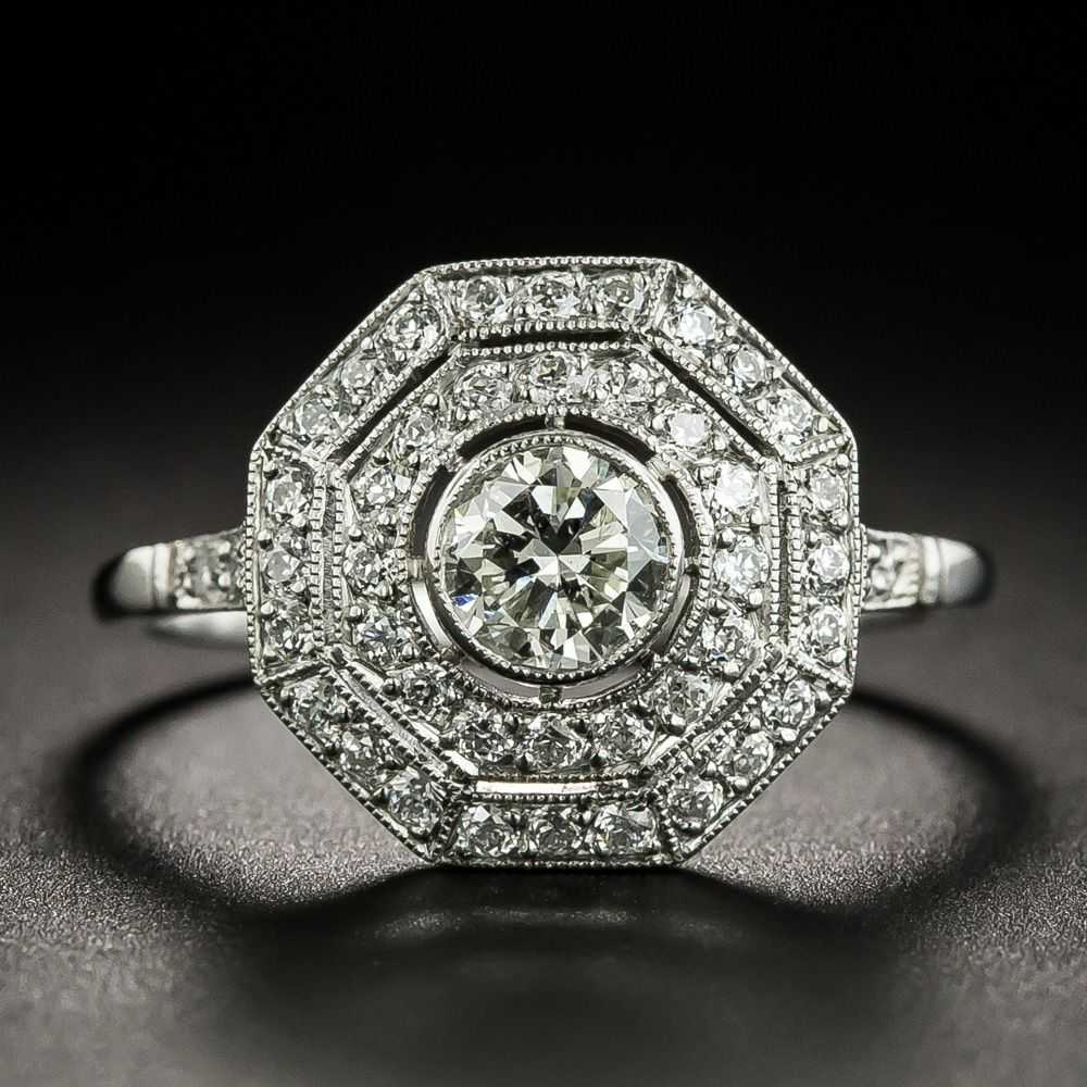 Edwardian Style .48 Carat Octagonal Diamond Ring - image 1