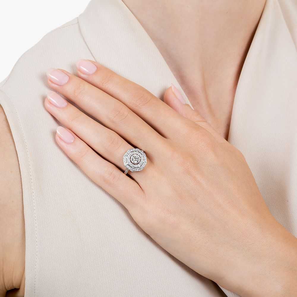 Edwardian Style .48 Carat Octagonal Diamond Ring - image 5