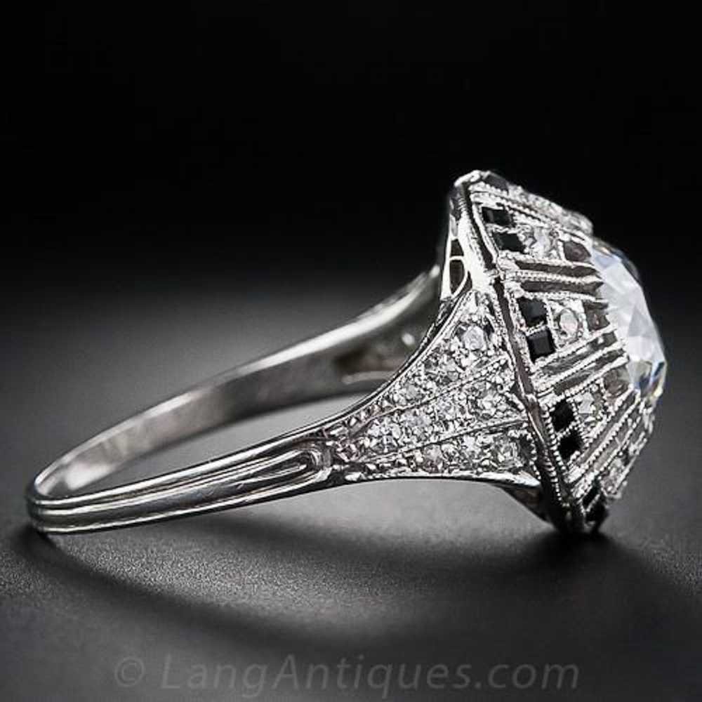 Art Deco 2.02 Carat Diamond and Calibre Onyx Ring… - image 3
