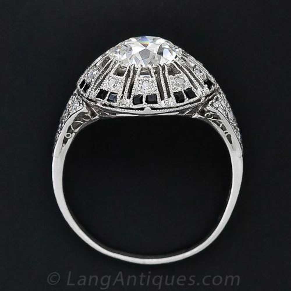 Art Deco 2.02 Carat Diamond and Calibre Onyx Ring… - image 5
