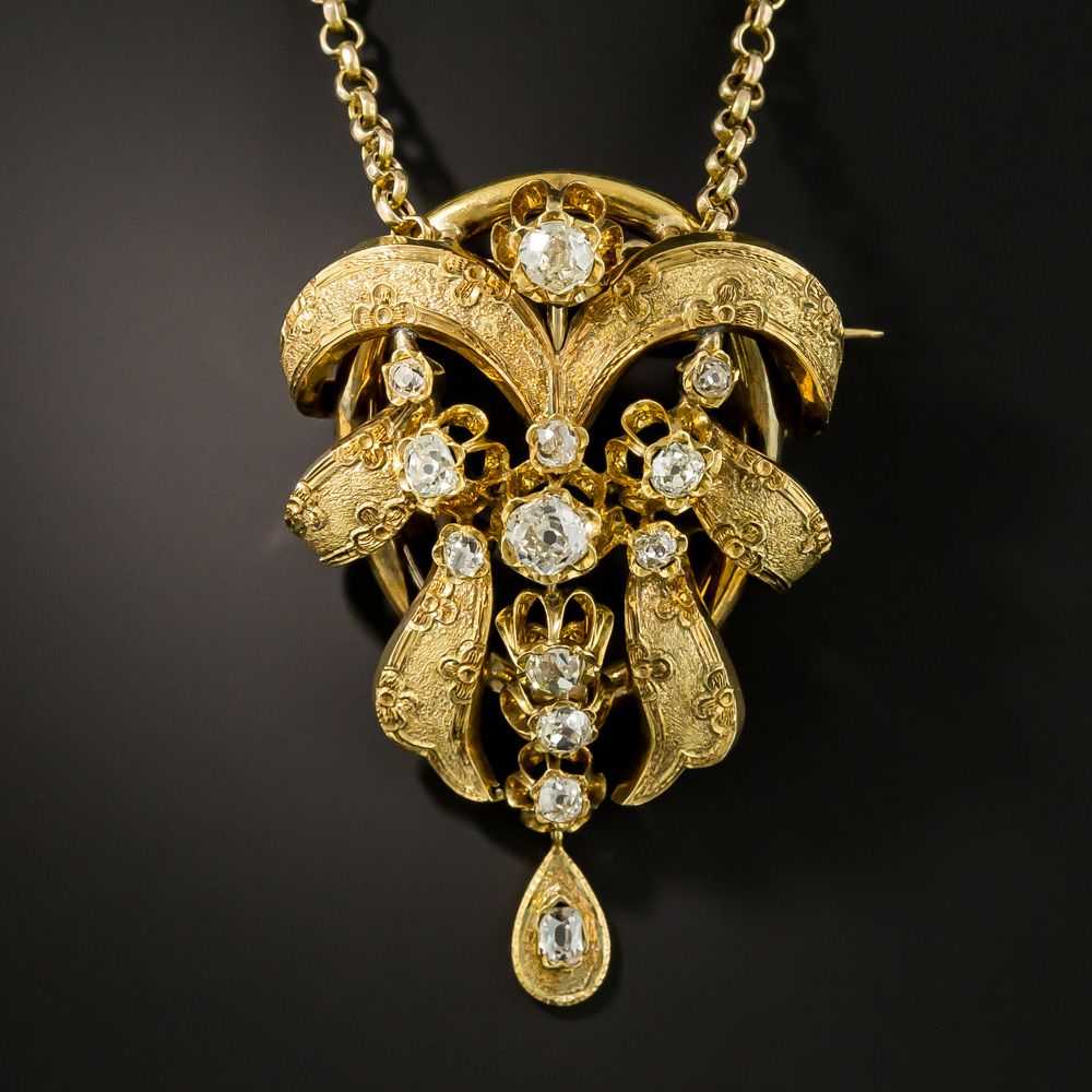 French Antique Diamond Brooch/Necklace - image 1