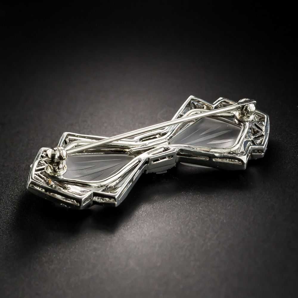 Art Deco Rock Crystal, Black Enamel and Diamond B… - image 2