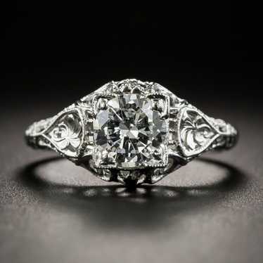 Art Deco .80 Carat Diamond Solitaire Engagement Ri