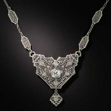 Art Deco Diamond Filigree Necklace