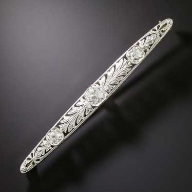 Edwardian Diamond Bar Pin - image 1