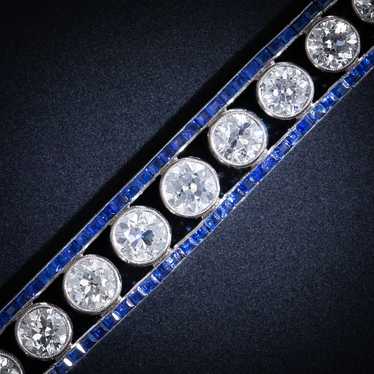 French Art Deco Diamond and Sapphire Bracelet - image 1