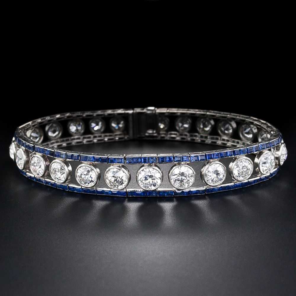 French Art Deco Diamond and Sapphire Bracelet - image 3