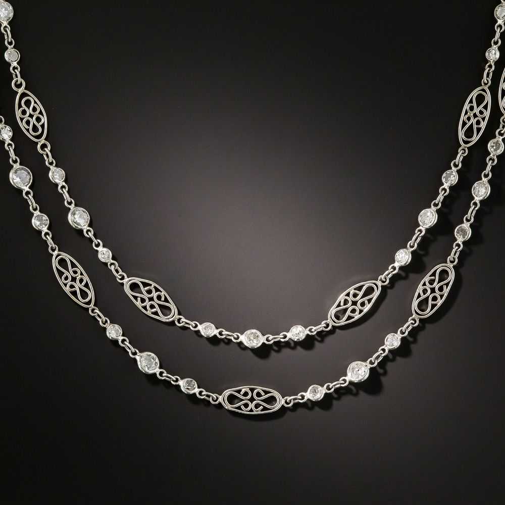 Long 8.25 Carat Diamond Platinum Chain Necklace - image 1