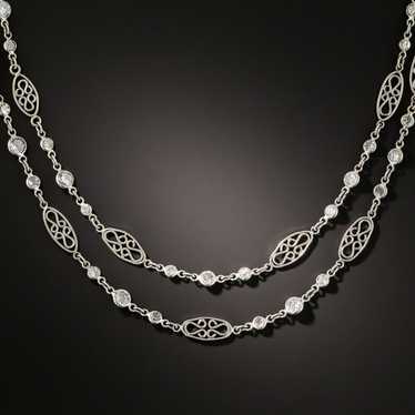 Long 8.25 Carat Diamond Platinum Chain Necklace - image 1