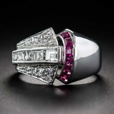 Art Deco Diamond and Ruby Ring - image 1