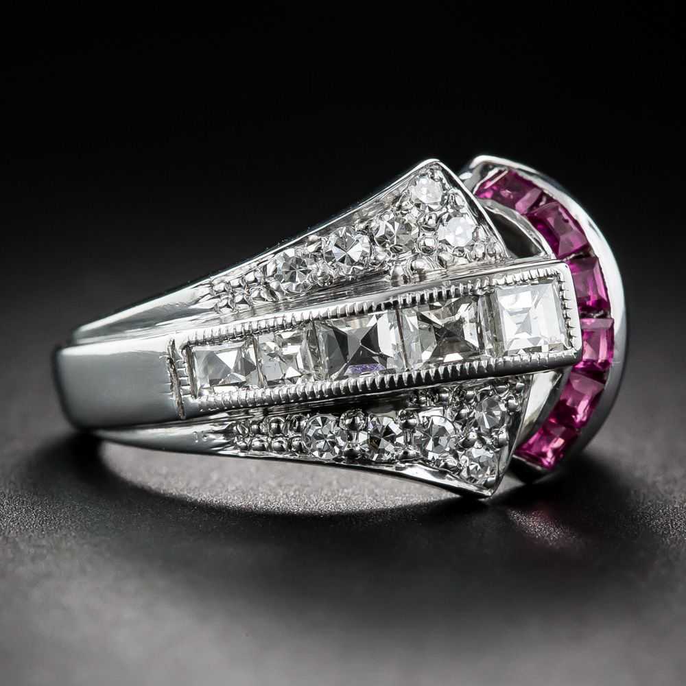 Art Deco Diamond and Ruby Ring - image 2