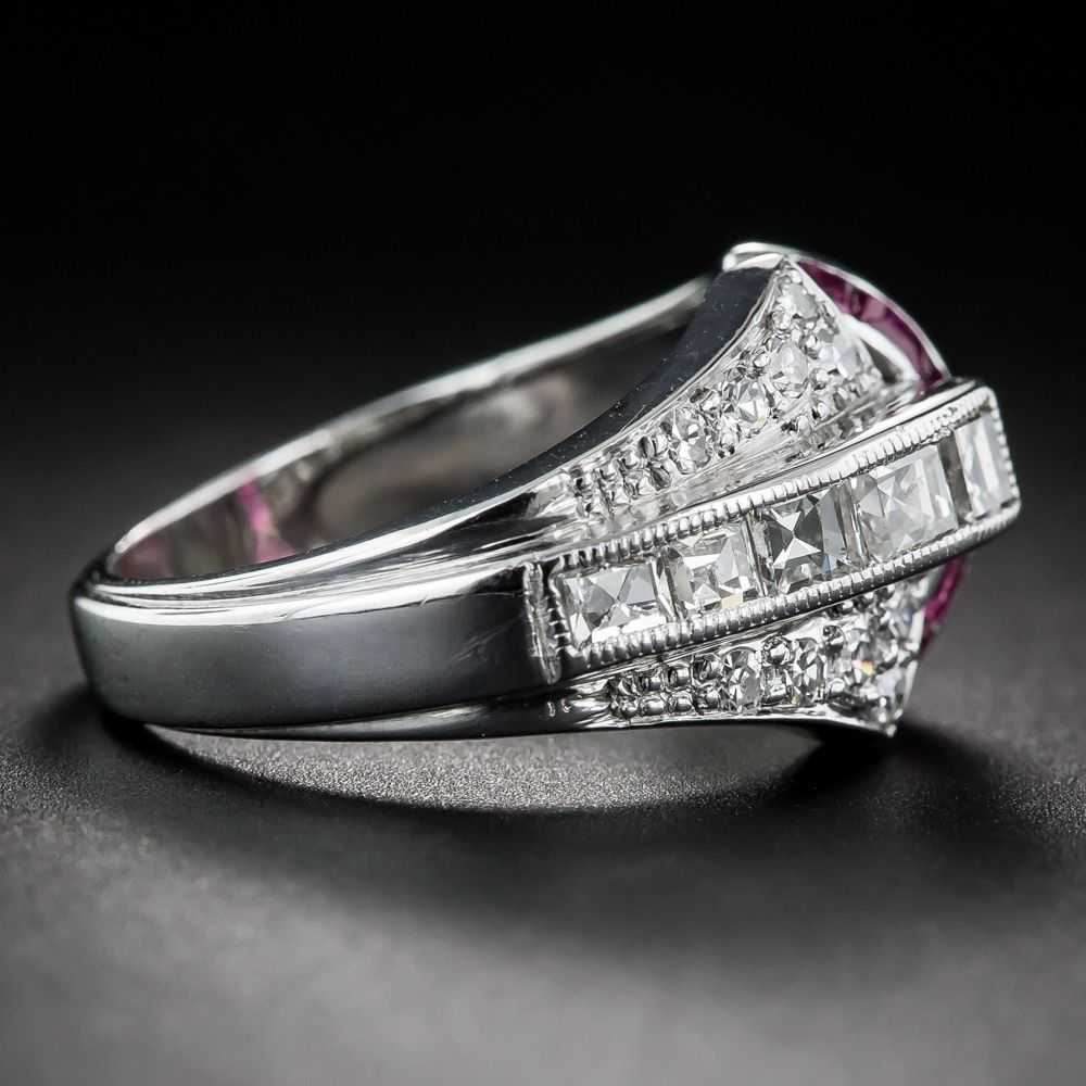 Art Deco Diamond and Ruby Ring - image 3