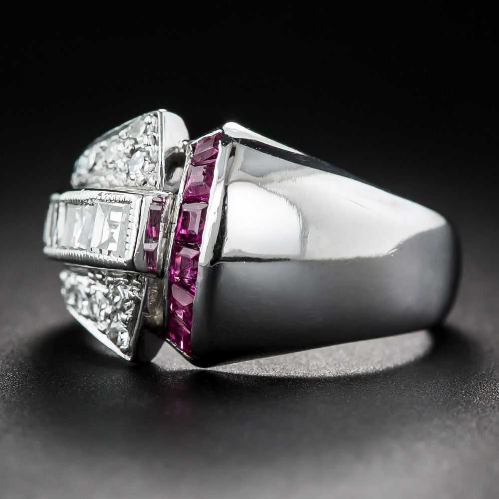 Art Deco Diamond and Ruby Ring - image 4