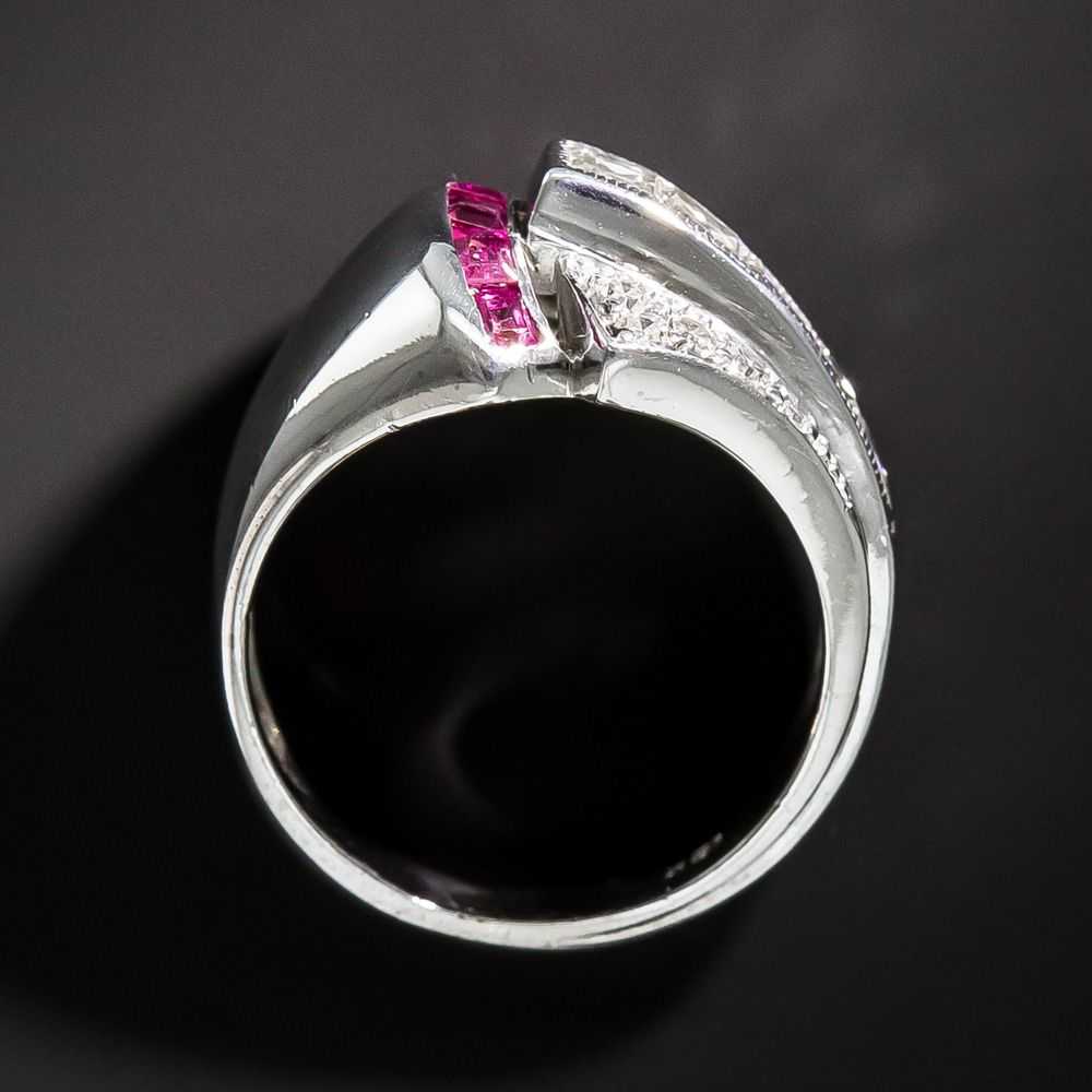 Art Deco Diamond and Ruby Ring - image 5