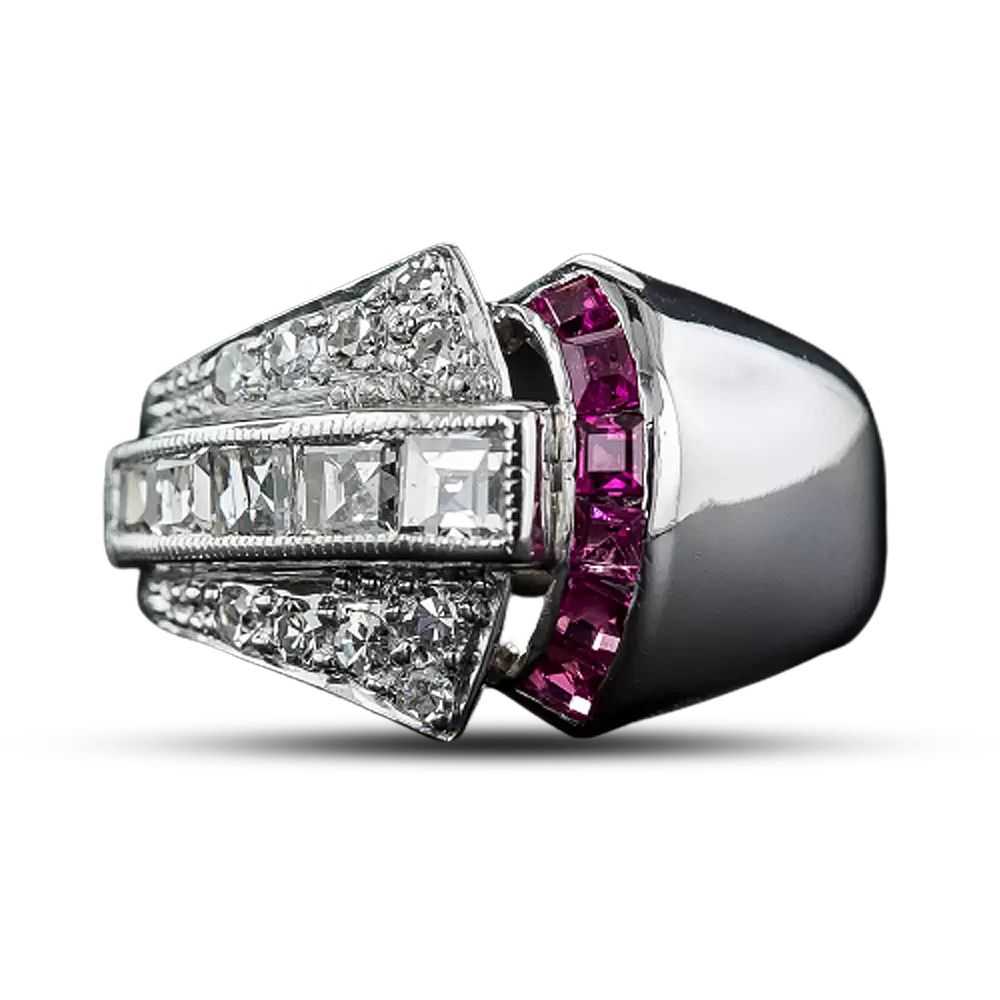 Art Deco Diamond and Ruby Ring - image 6