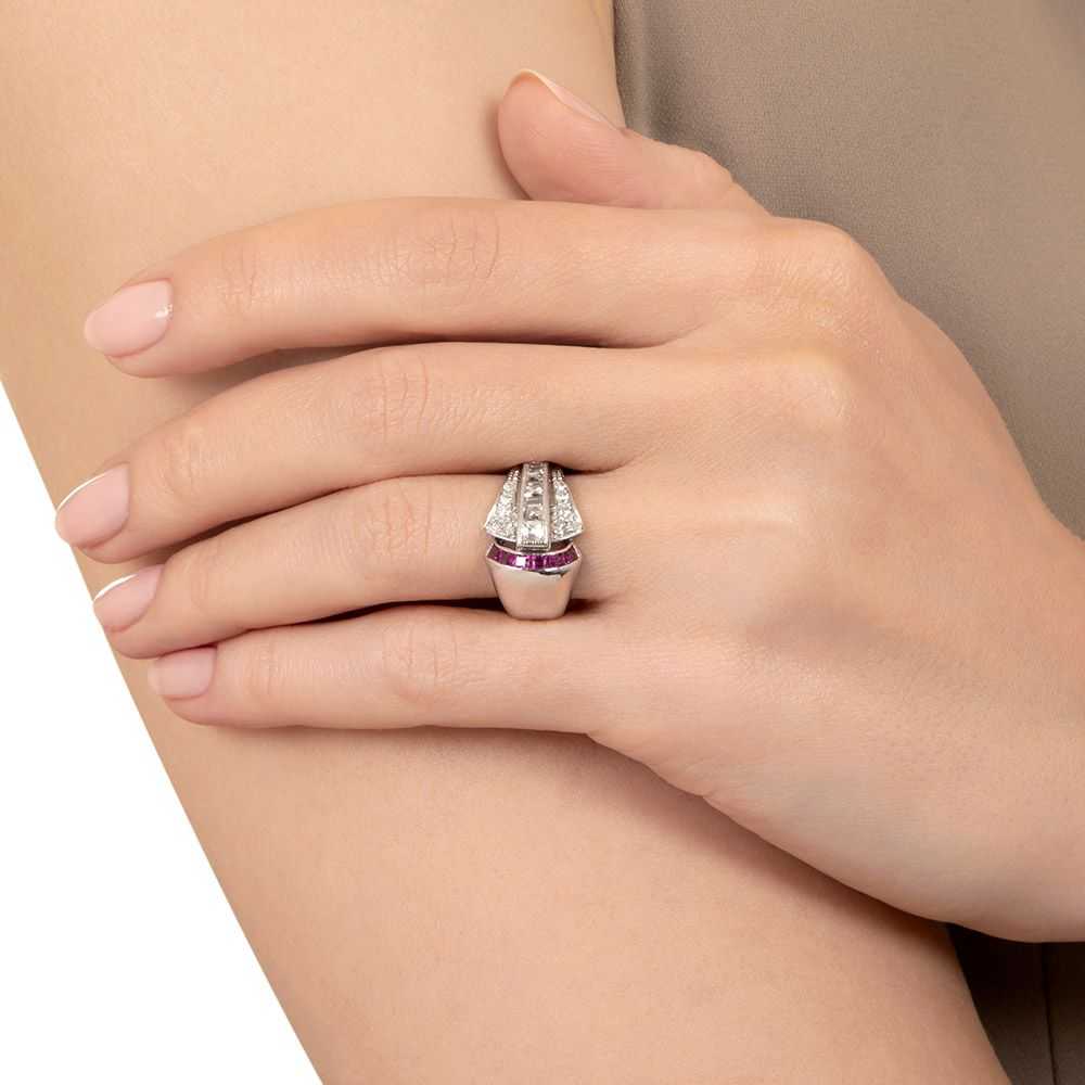 Art Deco Diamond and Ruby Ring - image 7