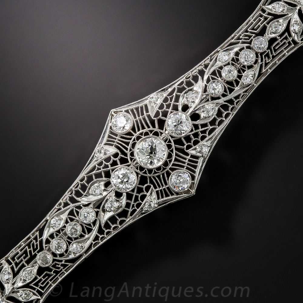 Large Art Deco Platinum and Diamond Bar Brooch - image 2