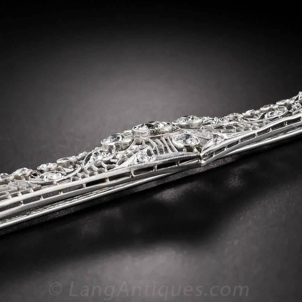 Large Art Deco Platinum and Diamond Bar Brooch - image 5