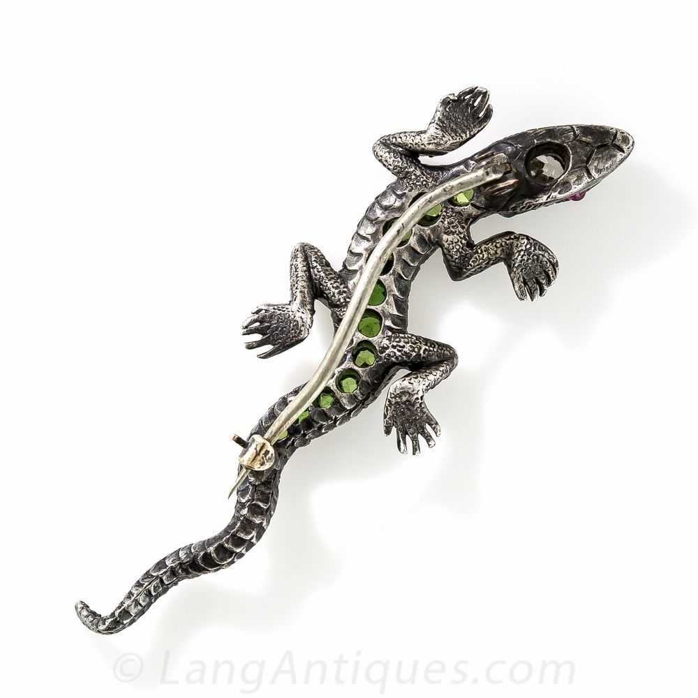 Diamond and Demantoid Salamander Brooch - image 2