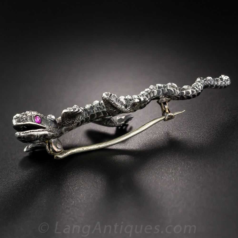 Diamond and Demantoid Salamander Brooch - image 4