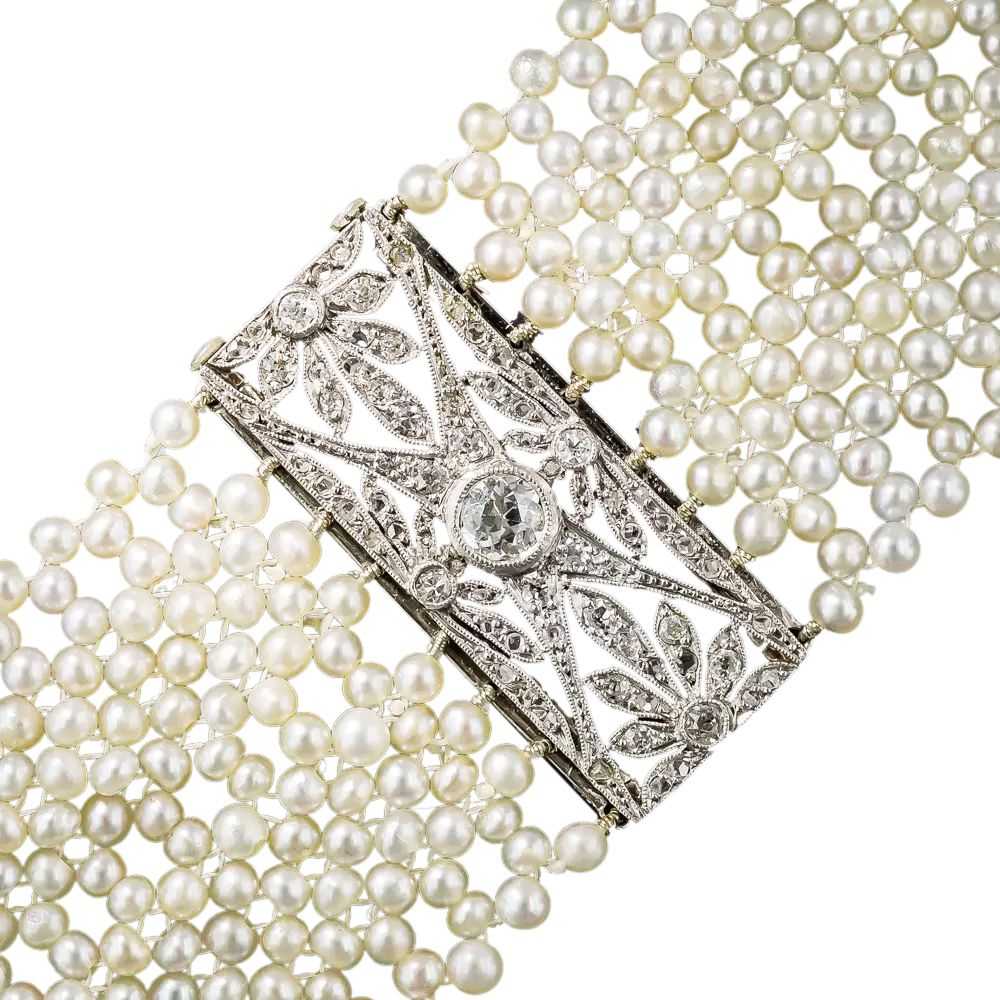 French Edwardian Diamond and Seed Pearl Choker - image 4