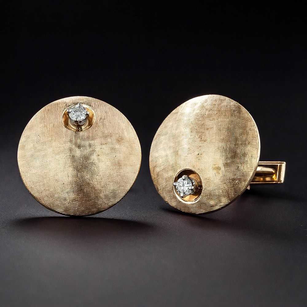 Large Mid-Century Cufflinks with Diamonds - image 1