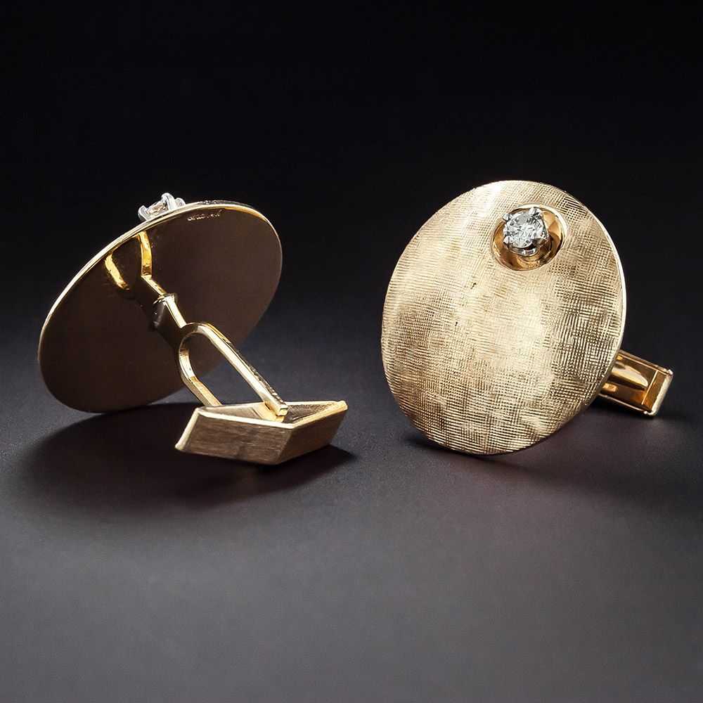 Large Mid-Century Cufflinks with Diamonds - image 2