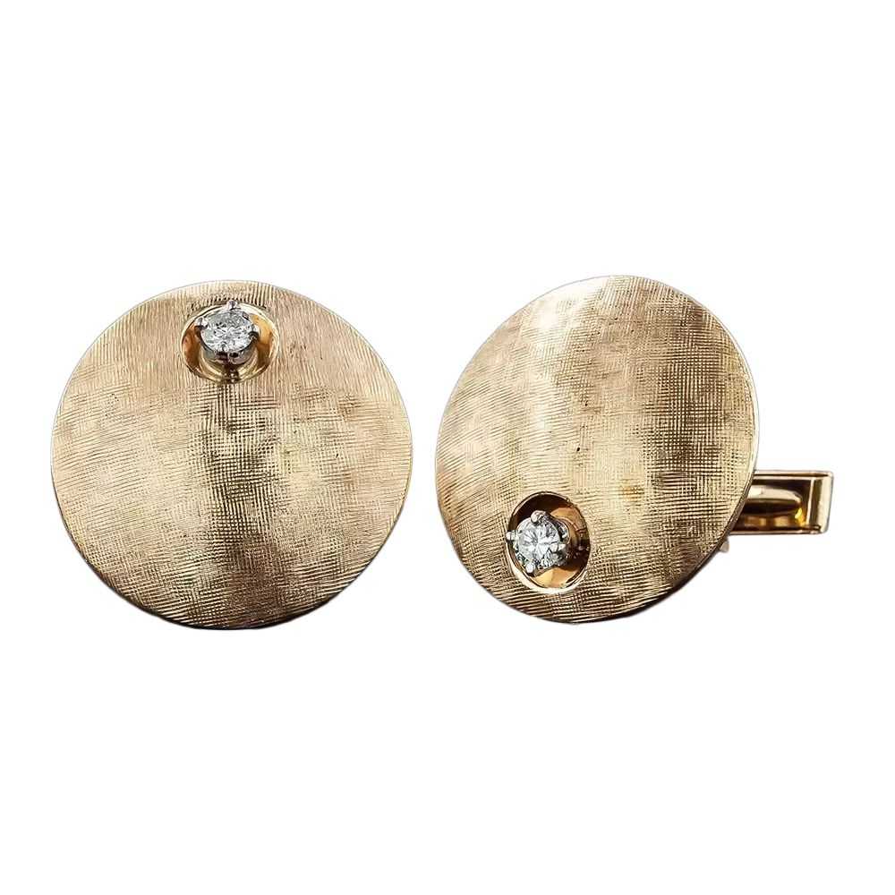 Large Mid-Century Cufflinks with Diamonds - image 3