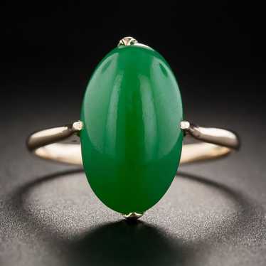 Natural Burmese Oval Jade Cabochon Ring - image 1