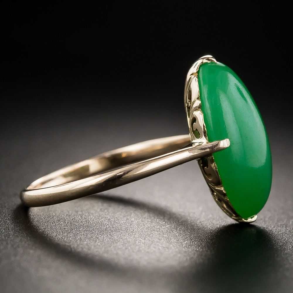 Natural Burmese Oval Jade Cabochon Ring - image 3