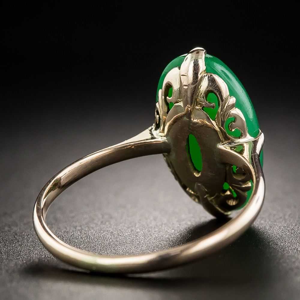 Natural Burmese Oval Jade Cabochon Ring - image 4