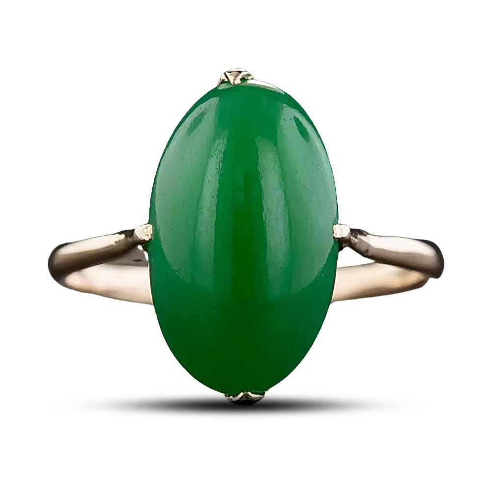 Natural Burmese Oval Jade Cabochon Ring - image 6