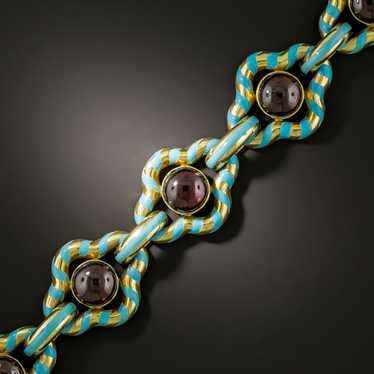 Victorian Garnet and Turquoise Enamel Bracelet