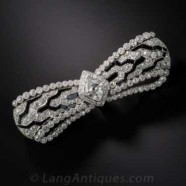 Fine Art Deco Diamond Onyx Bow Brooch