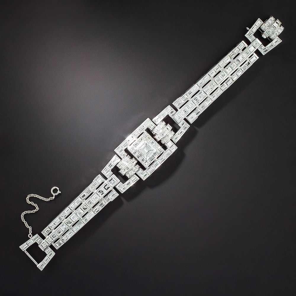Art Deco Diamond Bracelet with 2.29 Carat Square-… - image 1