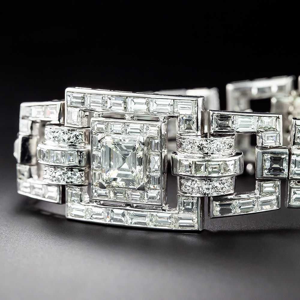 Art Deco Diamond Bracelet with 2.29 Carat Square-… - image 3