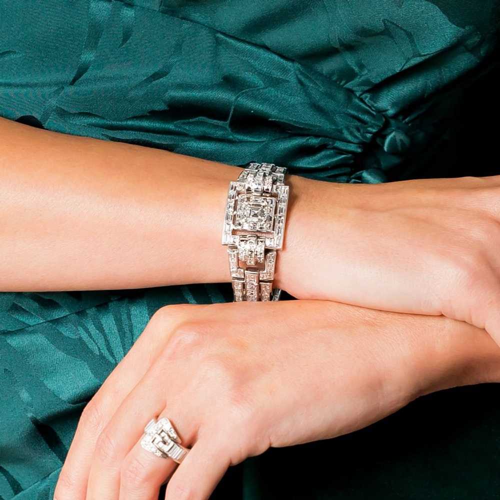 Art Deco Diamond Bracelet with 2.29 Carat Square-… - image 5