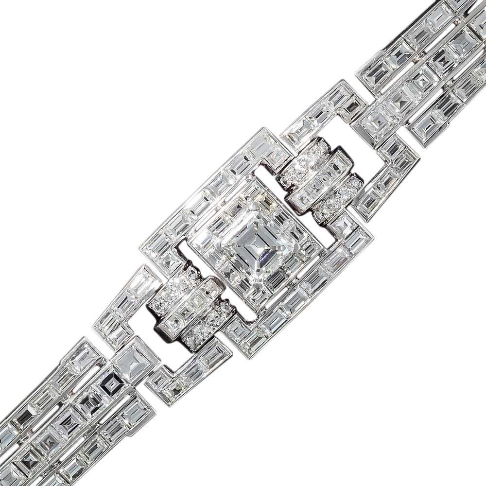Art Deco Diamond Bracelet with 2.29 Carat Square-… - image 6