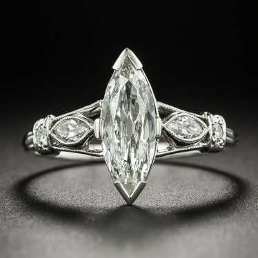 Art Deco .94 Carat Marquise-Cut Diamond Engagemen… - image 1