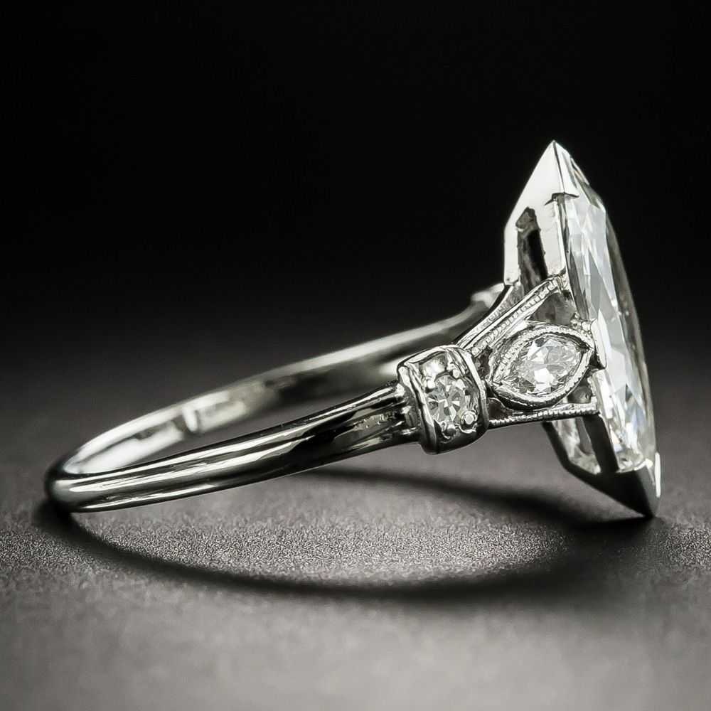 Art Deco .94 Carat Marquise-Cut Diamond Engagemen… - image 2