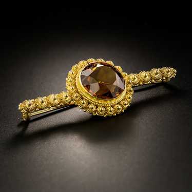 Victorian Etruscan Revival Citrine Brooch by Thom… - image 1