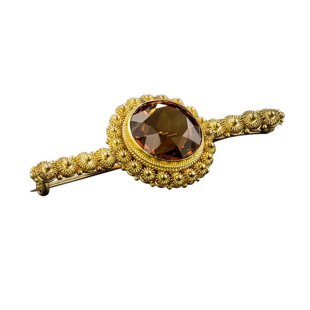 Victorian Etruscan Revival Citrine Brooch by Thom… - image 4