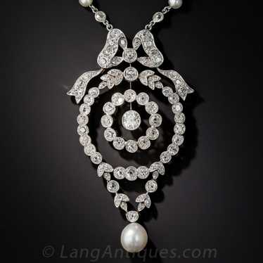 Edwardian Diamond & Natural Pearl Necklace