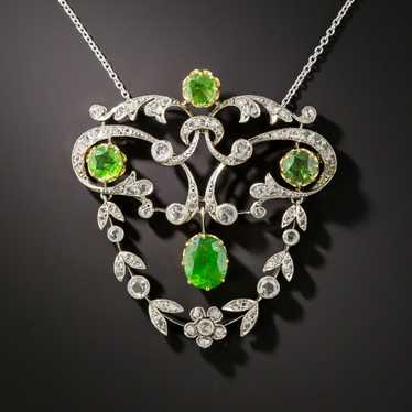 Edwardian Demantoid Garnet and Diamond Pendant